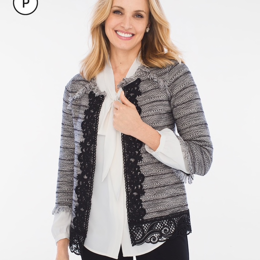 Chico's Lace Tweed Cardigan Size 4